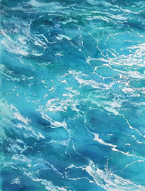 A video of how to paint ocean water with watercolor and a free …