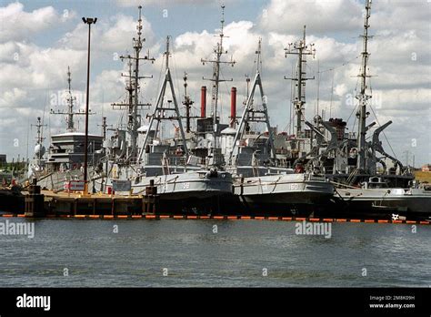 A view of a portion of the mothball fleet in storage near Portsmouth ...