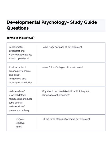 A.P Psychology- Developmental Psychology Questions Flashcards …