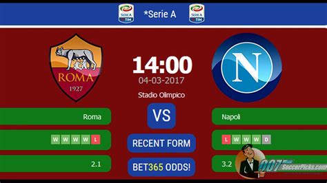 Sports Mole previews Monday's Serie A clash between Napoli and Roma, including predictions, team news and possible lineups. MX23RW : Sunday, October 22 21:18:16| >> :120:6121:6121: Sunday, October 22.