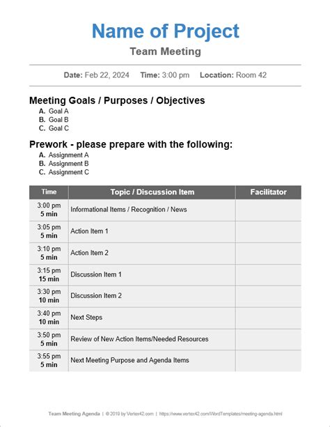 A1 Project Meeting Agenda Template