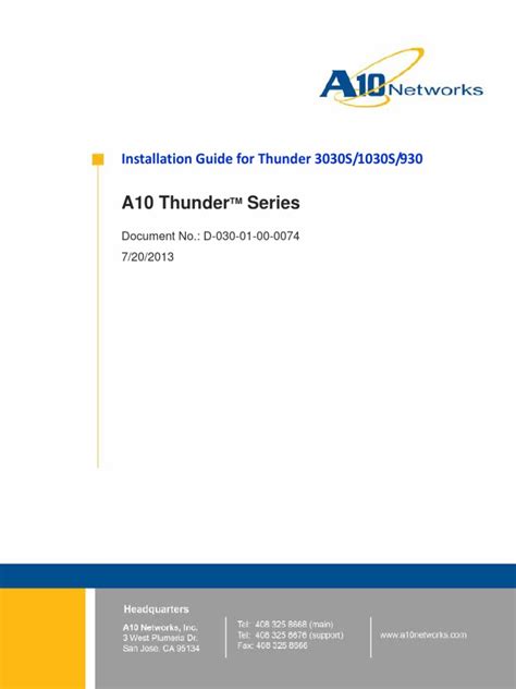 A10 THUNDER SERIES 930 INSTALLATION MANUAL Pdf Download