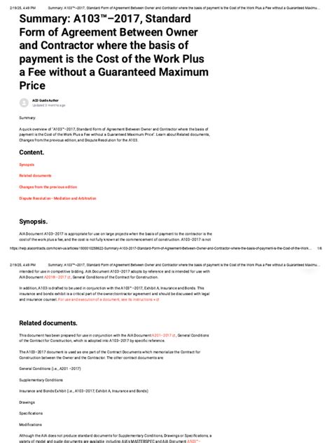 A103 2007 Standard Form of Agreement Between Owner and Contractor