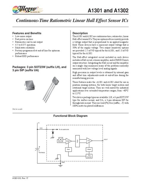 A1302 Sensor de efeito Hall linear pdf