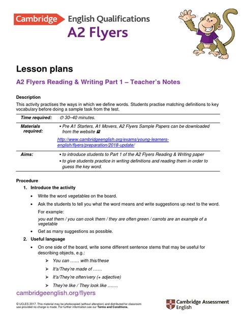 A2 Flyers 2018 Reading and Writing Part 3