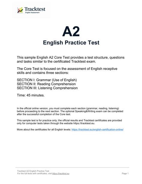 A2 speaking questions pdf.  English Practice Test This sample English A2 Core Test p...
