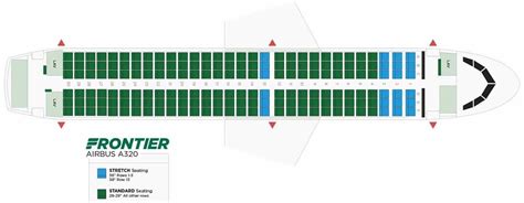 Overview. This aircraft features Frontier's Stretch seating at the first three rows of the cabin. These rows provide an extra 5-7 inches of legroom and may be selected at time of purchase or at check-in. These seats are free with the Classic Plus fare; $5 USD per segment for Classic fares; and $15 USD for Economy fares.