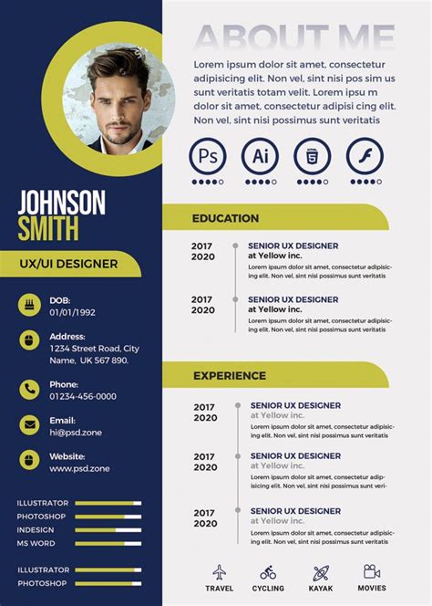 A4 Designer Resume PSD Template PSD Zone