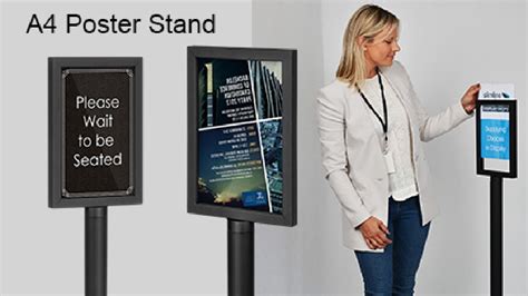 A4 Poster Display Stand - Black - Slimline Warehouse