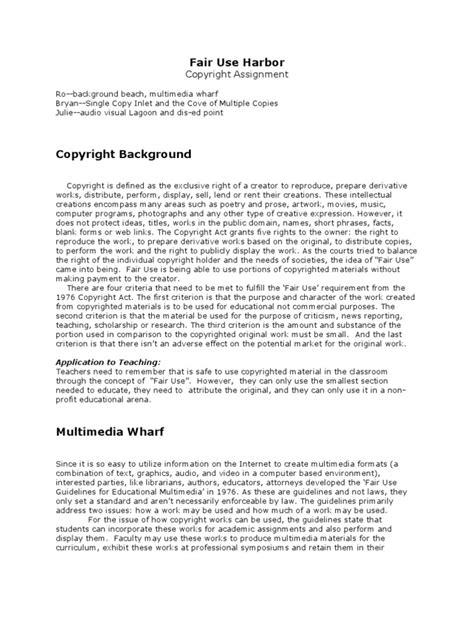 AA Copyright Issues Fair Use Harbor Google Document