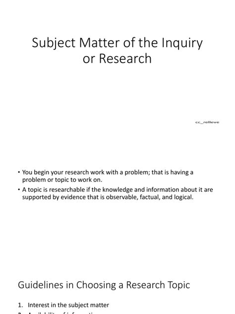 AAAAAAAAAAAAAAAAASubject Matter of the Inquiry of Research
