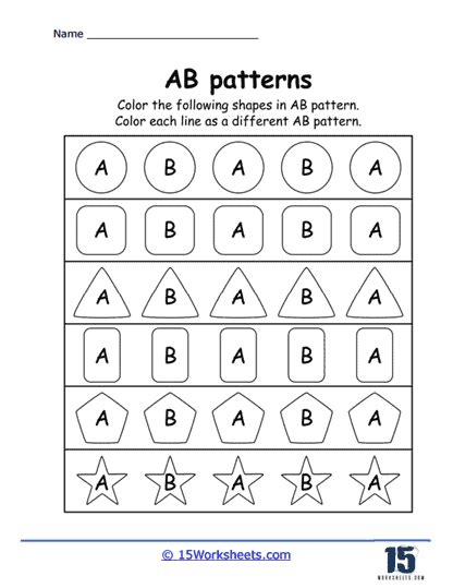 AB Pattern Worksheets 99Worksheets