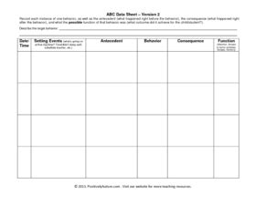 ABC Data Sheet Version 2 Worksheet for Kindergarten 8th Grade Lesson