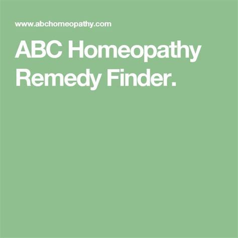 ABC Homeopathy: Remedy Finder