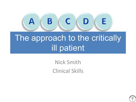 ABCDE Approach to the Critically Ill Patient Nick Smith