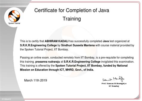 ABHIRAM KADALI Participant Certificate