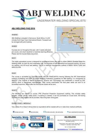 ABJ Welding | Diving Schools in South Africa - raincitystudios.com
