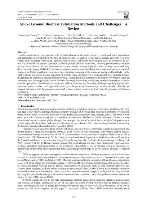 Above Ground Biomass Estimation Methods and Challenges: A Review - raincitystudios.com
