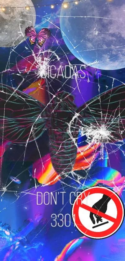 Abstract Shattered Glass and Cicada Song Art - AI Art - muktibox.com