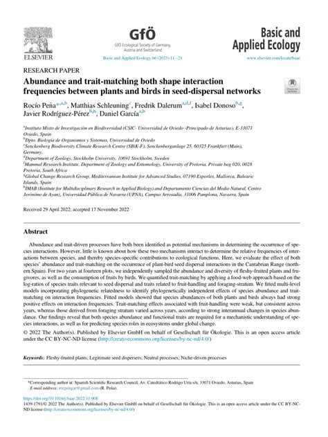 Abundance and trait-matching both shape interaction ... - ScienceDirect - raincitystudios.com
