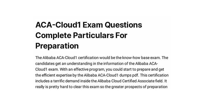 Keep Your Career Secure With Alibaba ACA-Cloud1 Dumps