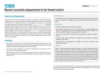 ACAPS Thematic report - Yemen: The key economic incentives