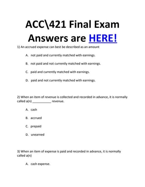 ACC 421 Final Exam a Tom Collins