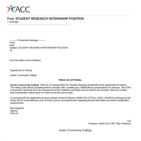 ACC issues warning for fraudulent internship offers being sent to students