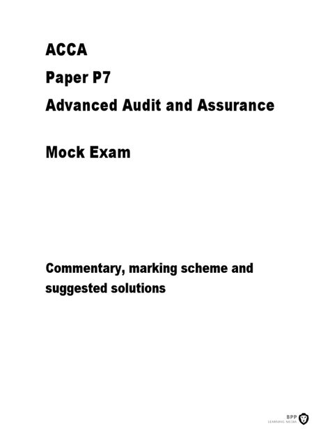 ACCA AAA PapER p7 mock exam