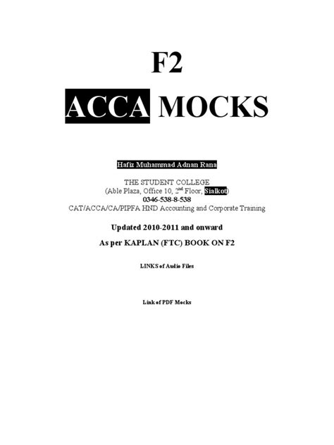 ACCA F2 Final Mocks