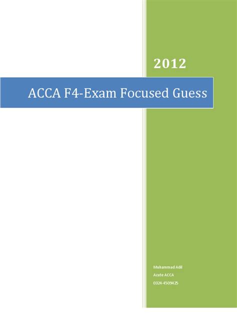 ACCA F4 Guess Paper June 2012