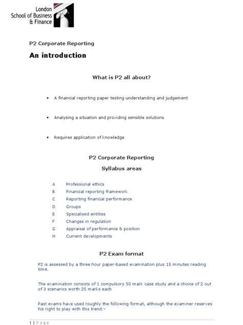 ACCA P2 Introduction to the Paper