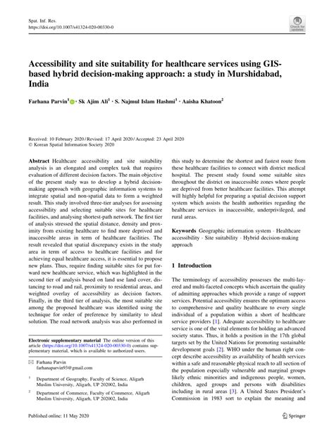 Accessibility and site suitability for healthcare services using GIS ... - wintechmobiles.com