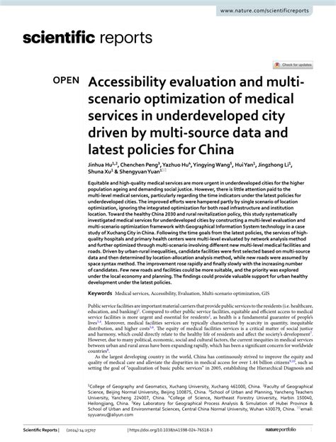 Accessibility evaluation and multi-scenario optimization of medical ... - wintechmobiles.com