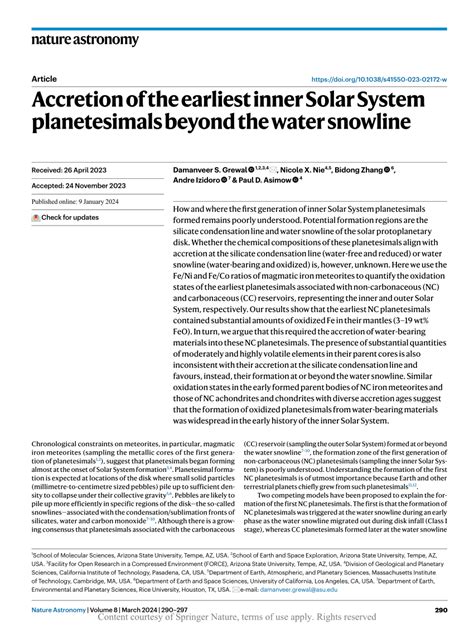 Accretion of the earliest inner Solar System planetesimals ... - Nature - wintechmobiles.com