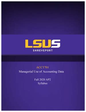 ACCT 701 - LSU Shreveport - Managerial Accounting - Studocu