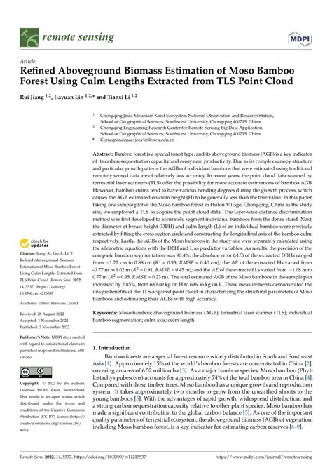 Accurate estimation of aboveground biomass in Moso bamboo ... - raincitystudios.com