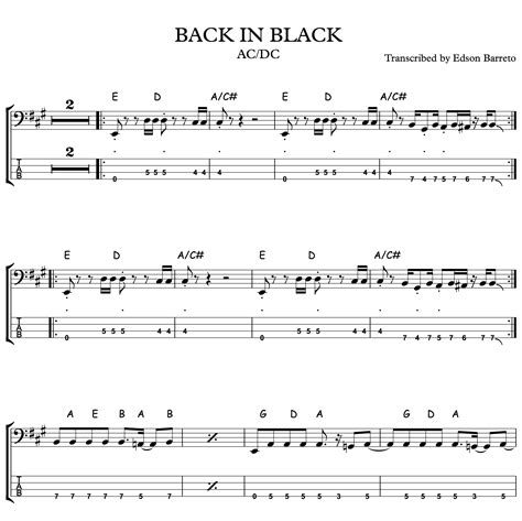 ACDC Back in Black Bass Line pdf
