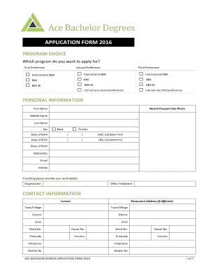 ACE Master Degrees Application Form 2016 pdf