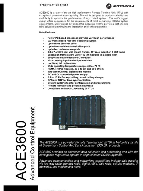 ACE3600 Specifications Sheet