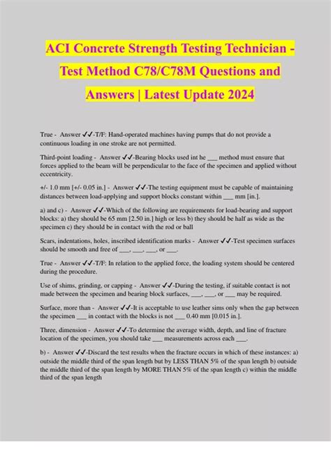 ACI Concrete Strength Testing Technician Test Method C78/C78M