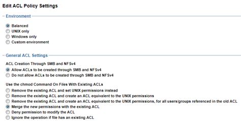 ACL policy settings options - Dell