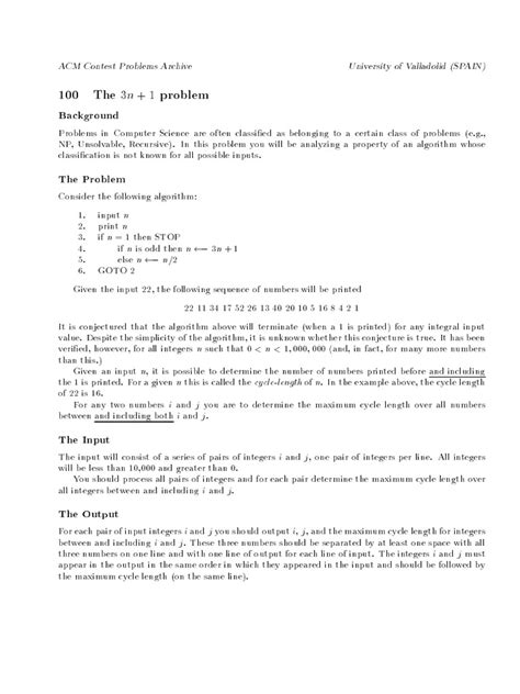 ACM Problem Set Volume 1
