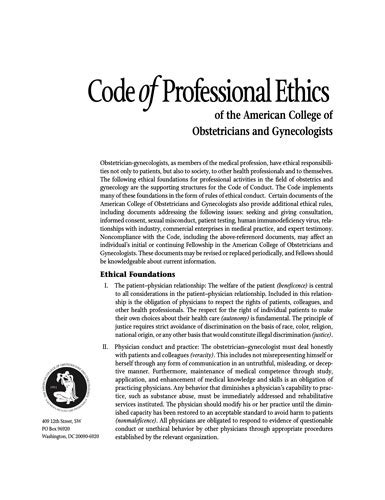 ACOG Code of Professional Ethics Foundations