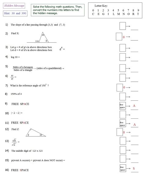 ACT Math Test Practice Printables