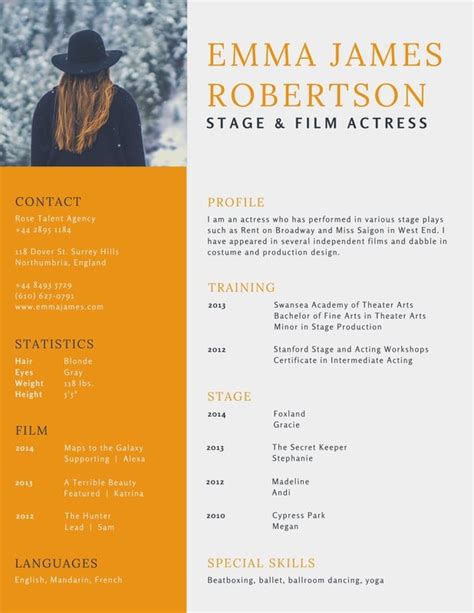 Acting Resume Template for Canva - Etsy - muktibox.com