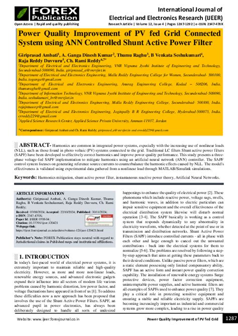 active power filter for power quality in grid connected pv system using ... - wintechmobiles.com