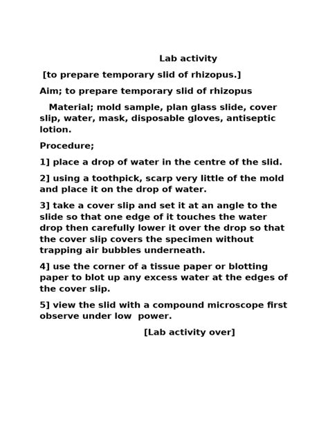 Activity 1. Prepare a temporary slide of Rhizopus for ... - muktibox.com