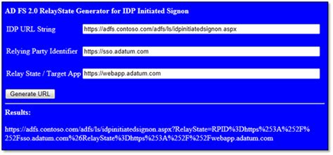AD FS 2.0 RelayState Generator - TechNet Articles - United States ...