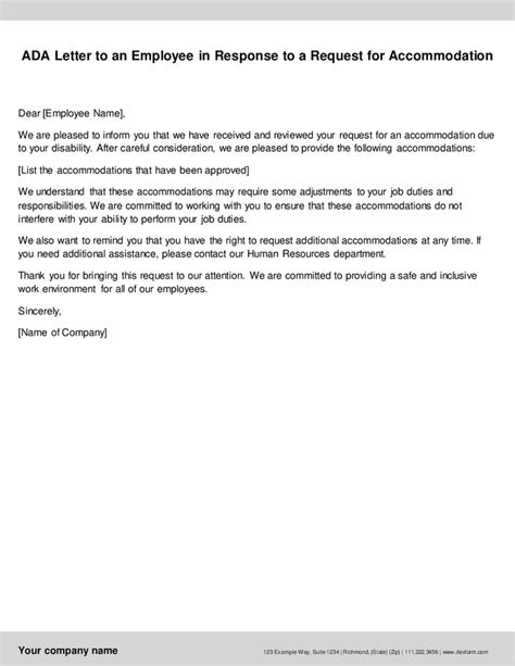 ADA letter to an employee in response to a request for in